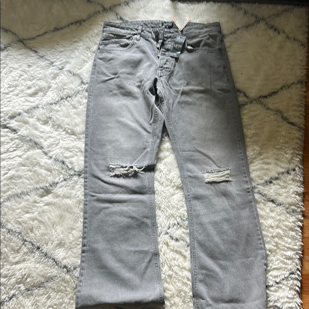 Boohoo Gray Bootcut Jeans for Men
